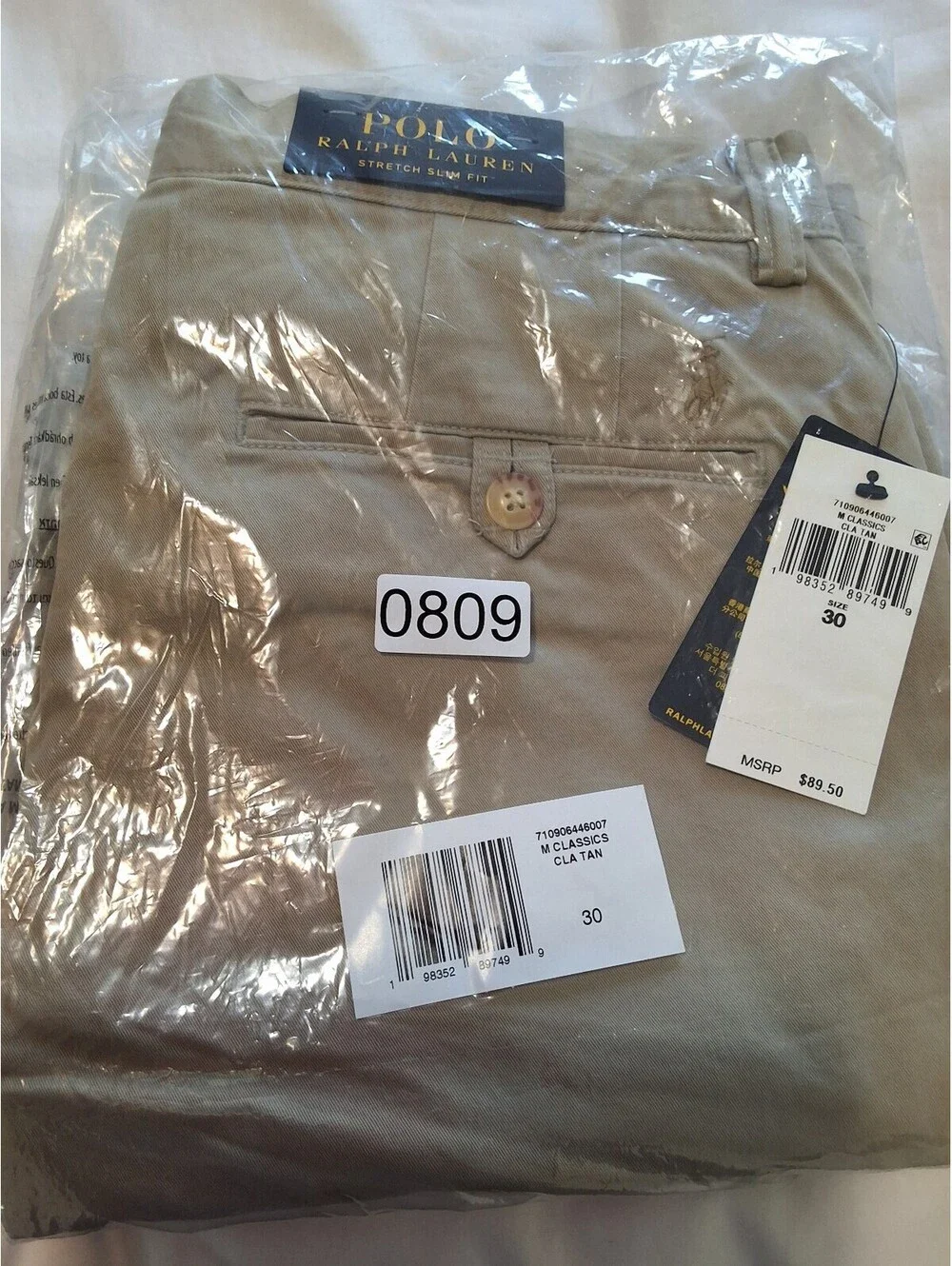 Polo Ralph Lauren Stretch Slim Fit Chino Shorts in Khaki Size 30